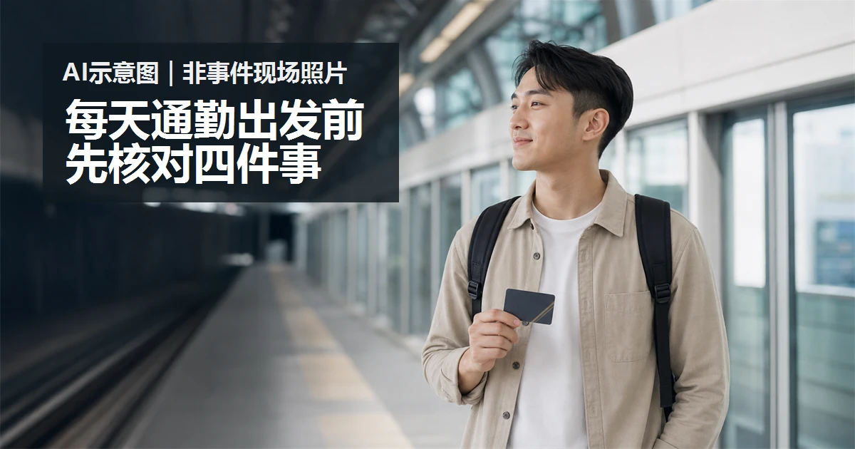 My50 通勤前核对事项的 AI 情境示意图，非事件现场照片。