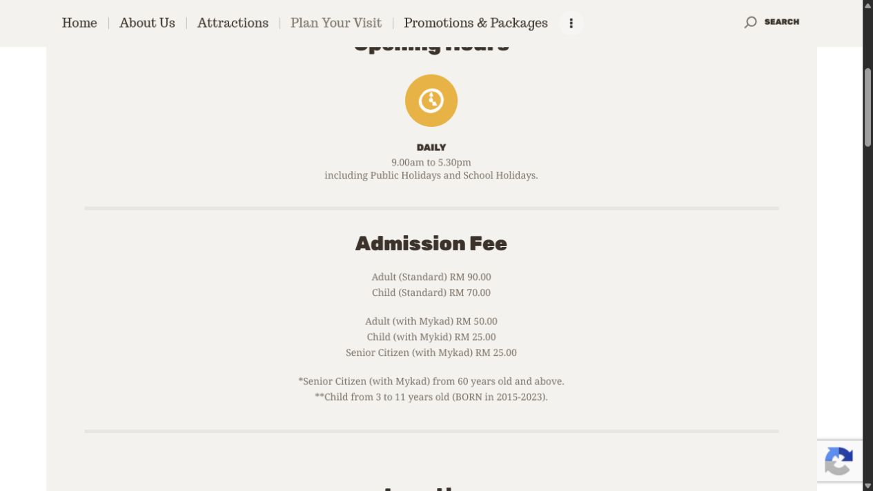 KL Bird Park 官方 Plan Your Visit 页面截图，清楚显示每日开放时间与票种。